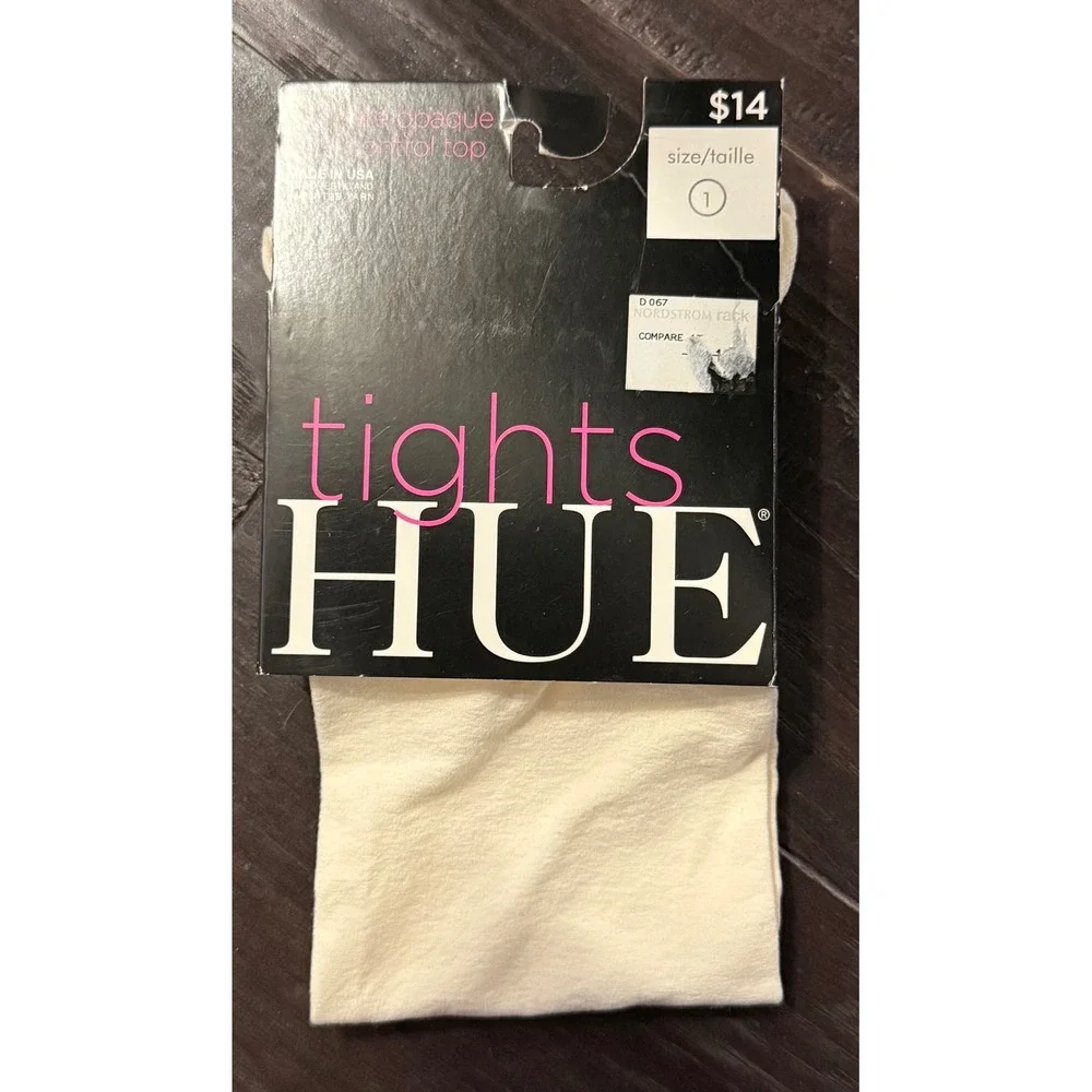 HUE Womens Size 1 Tights Ivory Ultra Opaque Control Top Hosiery DD1013 NEW
